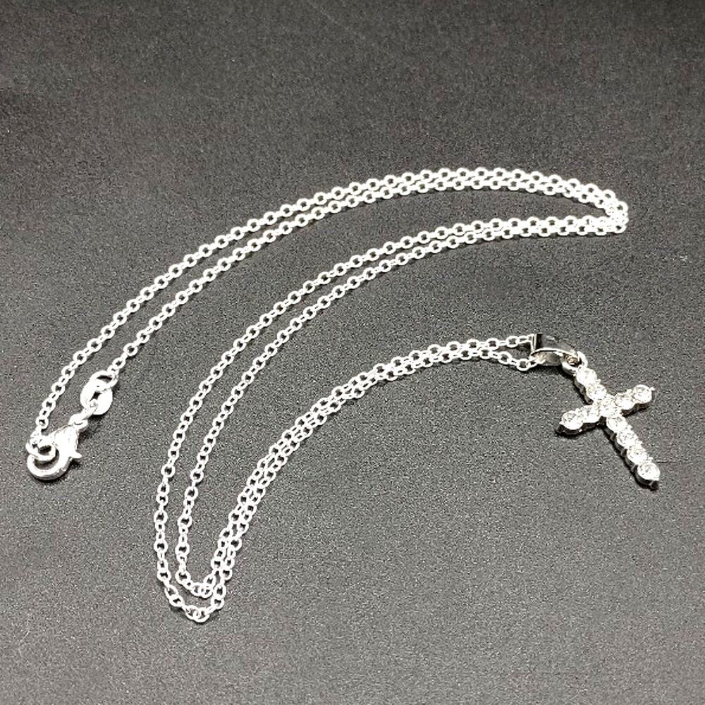 925 Sterling Necklace W/ CZ Cross Pendant Women's Valentine's Day Birthday Gift